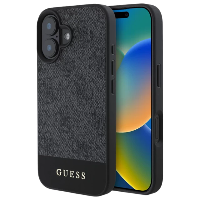 Чехол Guess 4G Stripe Collection для iPhone 16 Plus Grey (GUHCP16MG4GLGR)