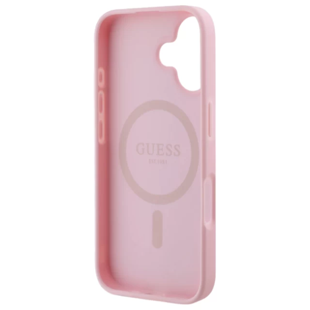 Чехол Guess Peony Script для iPhone 16 Pink with MagSafe (GUHMP16SPGPYSP)