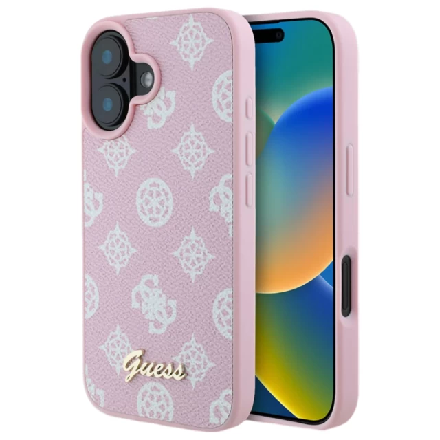 Чохол Guess Peony Script для iPhone 16 Pink with MagSafe (GUHMP16SPGPYSP)