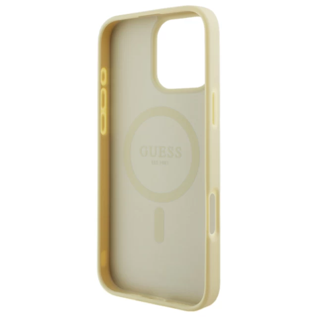 Чехол Guess Saffiano Peony Classic Logo для iPhone 16 Pro Max Gold with MagSafe (GUHMP16XPSAPSMED)