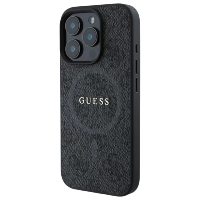 Чехол Guess 4G Collection Leather Metal Logo для iPhone 16 Pro Max Black with MagSafe (GUHMP16XG4GFRK)