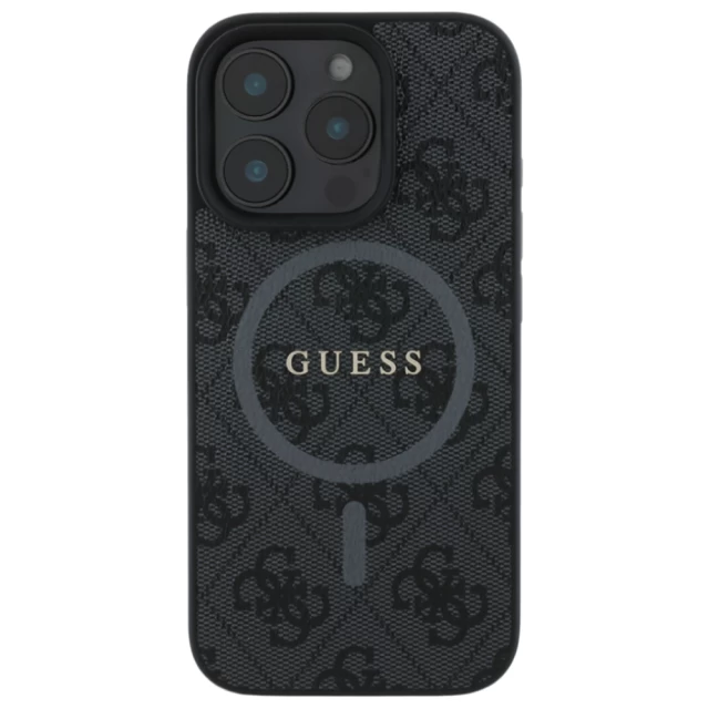 Чехол Guess 4G Collection Leather Metal Logo для iPhone 16 Pro Max Black with MagSafe (GUHMP16XG4GFRK)