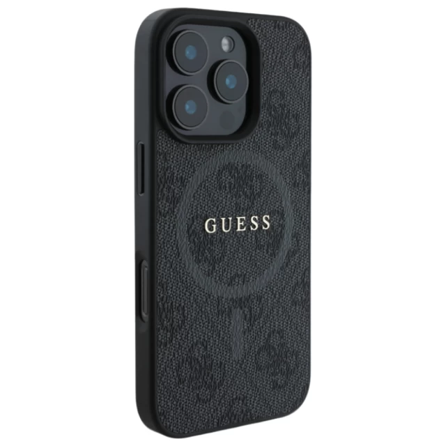 Чехол Guess 4G Collection Leather Metal Logo для iPhone 16 Pro Max Black with MagSafe (GUHMP16XG4GFRK)