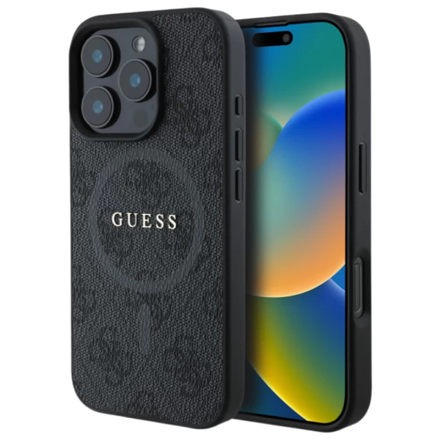 Чохол Guess 4G Collection Leather Metal Logo для iPhone 16 Pro Max Black with MagSafe (GUHMP16XG4GFRK)