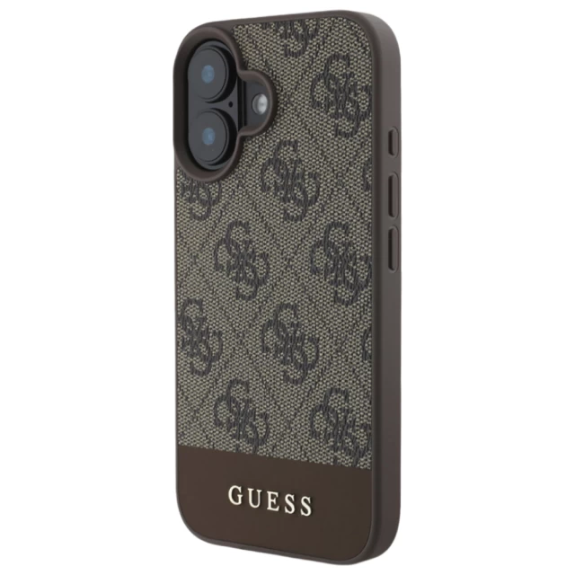 Чехол Guess 4G Stripe Collection для iPhone 16 Plus Brown (GUHCP16MG4GLBR)