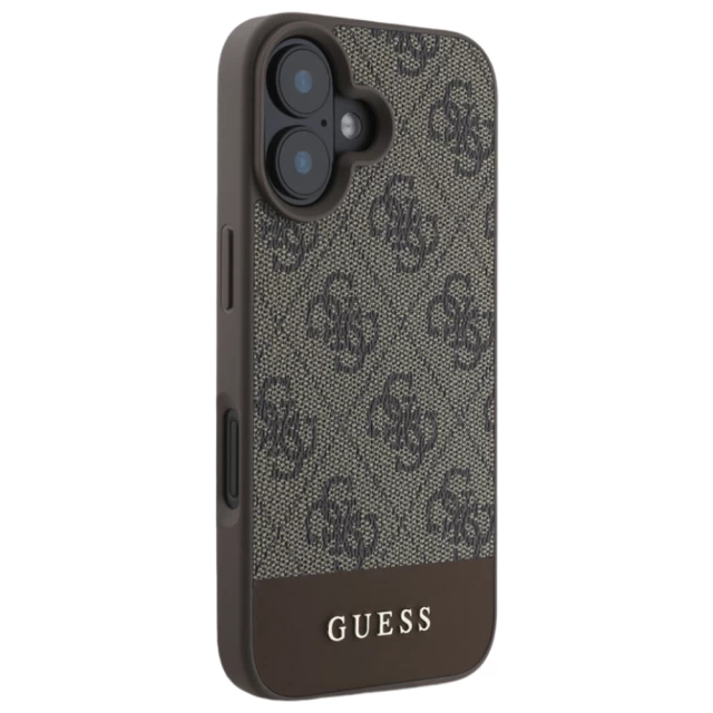 Чехол Guess 4G Stripe Collection для iPhone 16 Plus Brown (GUHCP16MG4GLBR)