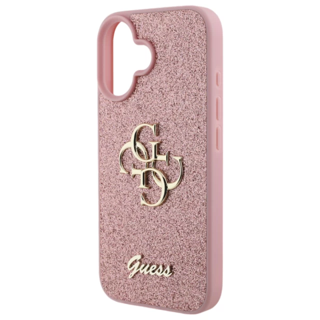 Чехол Guess Glitter Script Big 4G для iPhone 16 Plus Pink (GUHCP16MHG4SGP)