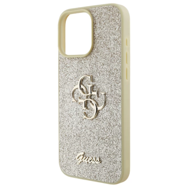 Чехол Guess Glitter Script Big 4G для iPhone 16 Pro Max Gold (GUHCP16XHG4SGD)