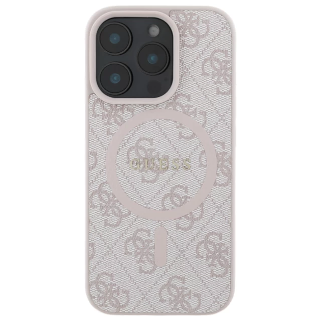 Чехол Guess 4G Collection Leather Metal Logo для iPhone 16 Pro Max Pink with MagSafe (GUHMP16XG4GFRP)