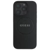 Чехол Guess Grained Gold Ring для iPhone 16 Pro Black with MagSafe (GUHMP16LPGHSMMK)