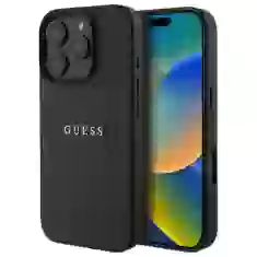 Чохол Guess Grained Gold Ring для iPhone 16 Pro Black with MagSafe (GUHMP16LPGHSMMK)