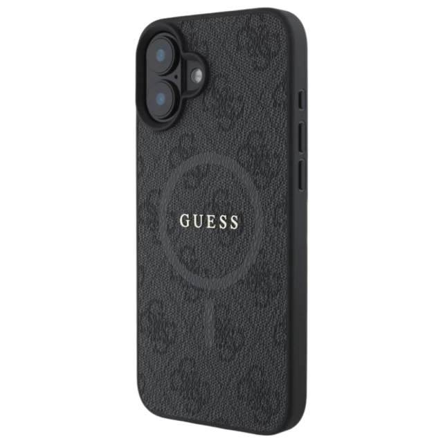 Чохол Guess 4G Collection Leather Metal Logo для iPhone 16 Black with MagSafe (GUHMP16SG4GFRK)