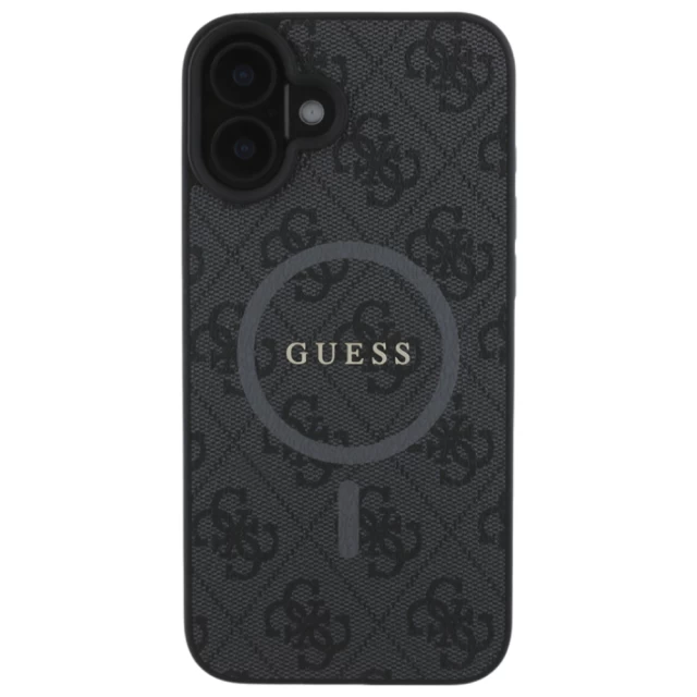 Чехол Guess 4G Collection Leather Metal Logo для iPhone 16 Black with MagSafe (GUHMP16SG4GFRK)