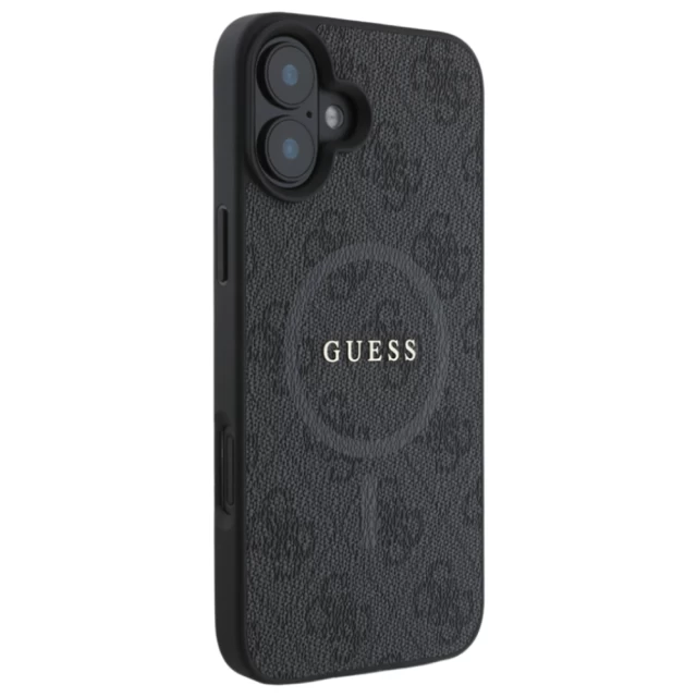 Чехол Guess 4G Collection Leather Metal Logo для iPhone 16 Black with MagSafe (GUHMP16SG4GFRK)