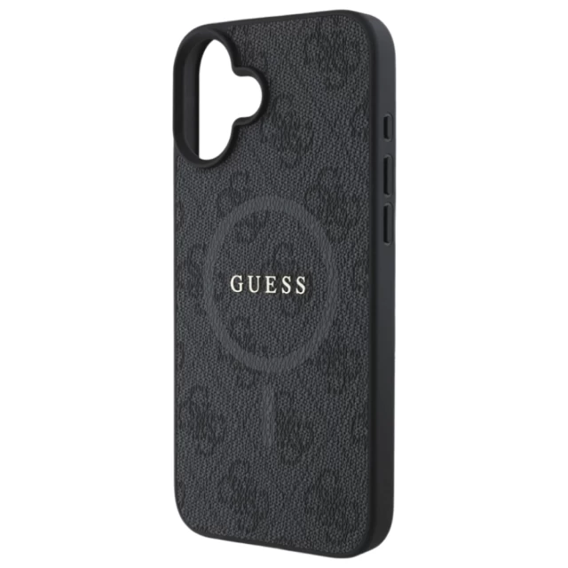 Чохол Guess 4G Collection Leather Metal Logo для iPhone 16 Black with MagSafe (GUHMP16SG4GFRK)