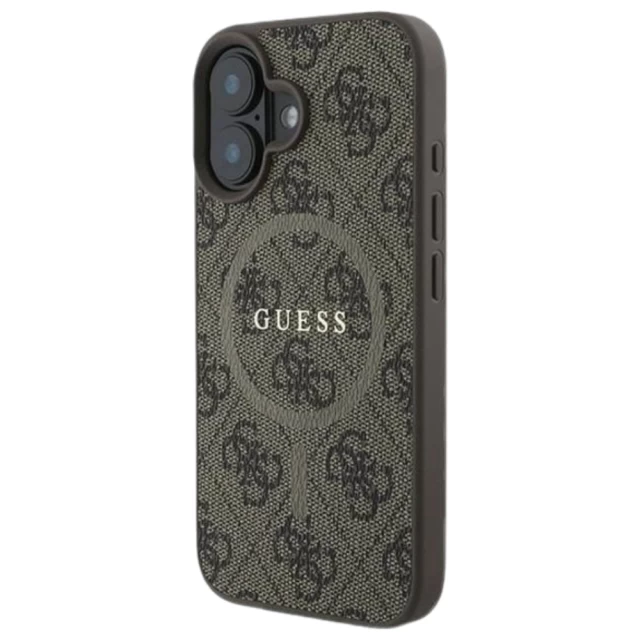 Чехол Guess 4G Collection Leather Metal Logo для iPhone 16 Plus Brown with MagSafe (GUHMP16MG4GFRW)