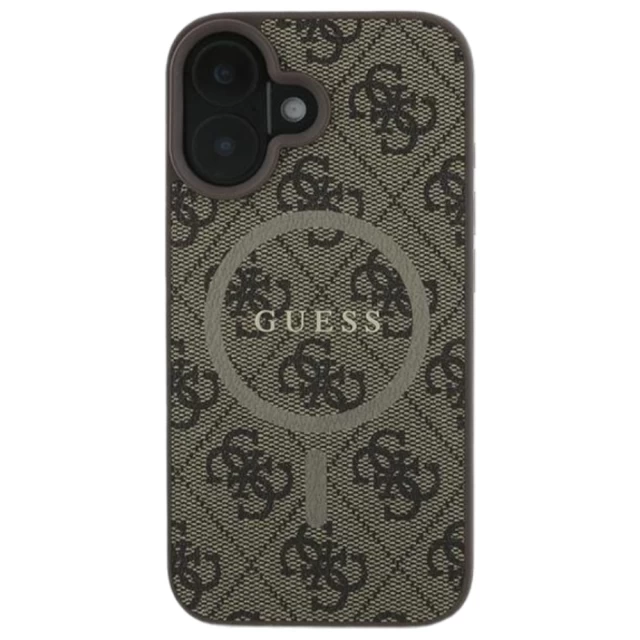 Чохол Guess 4G Collection Leather Metal Logo для iPhone 16 Plus Brown with MagSafe (GUHMP16MG4GFRW)