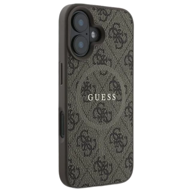 Чохол Guess 4G Collection Leather Metal Logo для iPhone 16 Plus Brown with MagSafe (GUHMP16MG4GFRW)