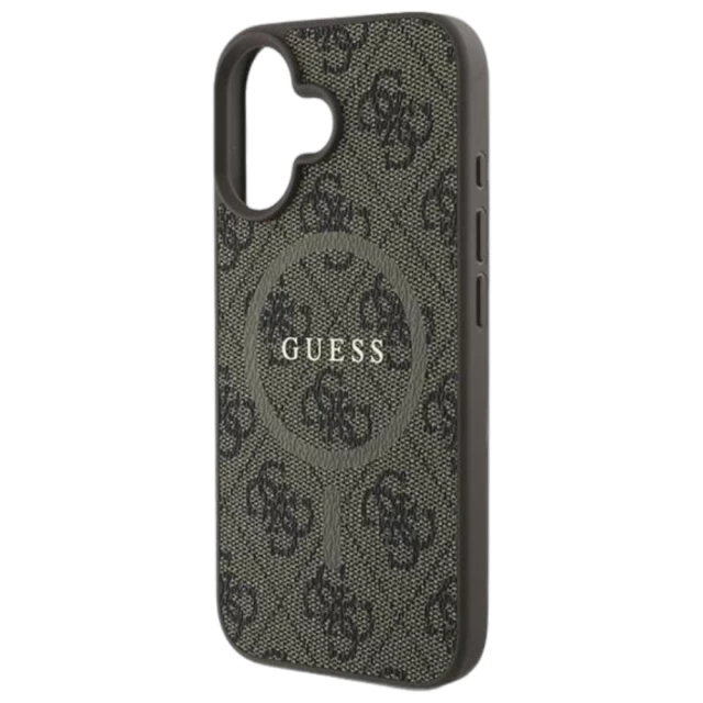 Чехол Guess 4G Collection Leather Metal Logo для iPhone 16 Plus Brown with MagSafe (GUHMP16MG4GFRW)