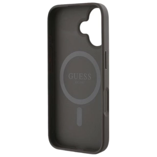 Чохол Guess 4G Collection Leather Metal Logo для iPhone 16 Plus Brown with MagSafe (GUHMP16MG4GFRW)