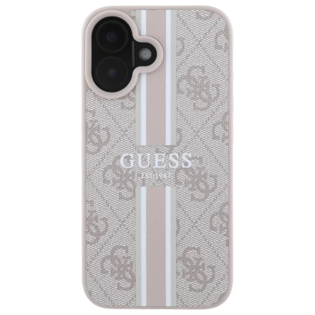 Чехол Guess 4G Printed Stripes для iPhone 16 Plus Pink with MagSafe (GUHMP16MP4RPSP)