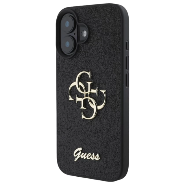 Чехол Guess Glitter Script Big 4G для iPhone 16 Plus Black (GUHCP16MHG4SGK)