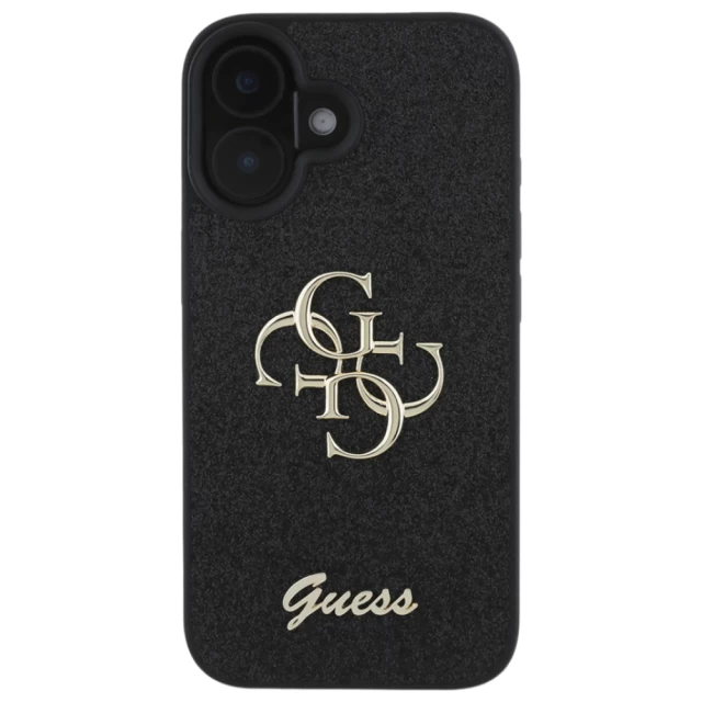 Чехол Guess Glitter Script Big 4G для iPhone 16 Plus Black (GUHCP16MHG4SGK)