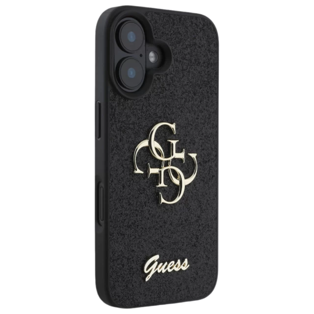 Чехол Guess Glitter Script Big 4G для iPhone 16 Plus Black (GUHCP16MHG4SGK)