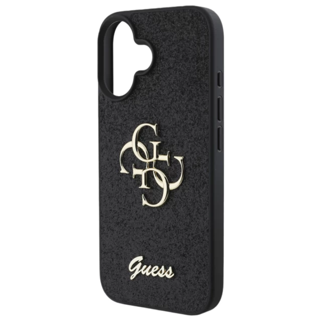 Чохол Guess Glitter Script Big 4G для iPhone 16 Plus Black (GUHCP16MHG4SGK)