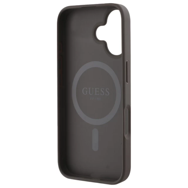 Чохол Guess 4G Printed Stripes для iPhone 16 Brown with MagSafe (GUHMP16SP4RPSW)