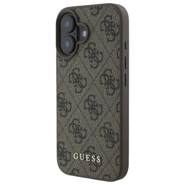 Чехол Guess 4G Metal Gold Logo для iPhone 16 Brown (GUHCP16SG4GFBR)