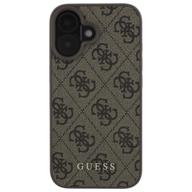 Чехол Guess 4G Metal Gold Logo для iPhone 16 Brown (GUHCP16SG4GFBR)