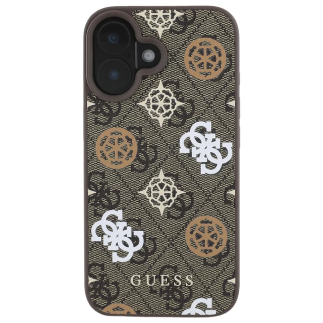 Чохол Guess Peony On 4G Background для iPhone 16 Brown with MagSafe (GUHMP16SP4PWPW)