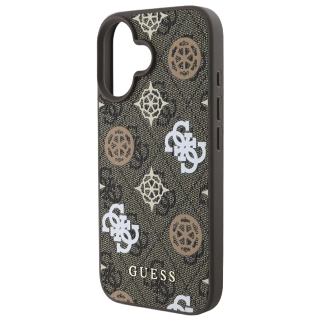 Чохол Guess Peony On 4G Background для iPhone 16 Brown with MagSafe (GUHMP16SP4PWPW)