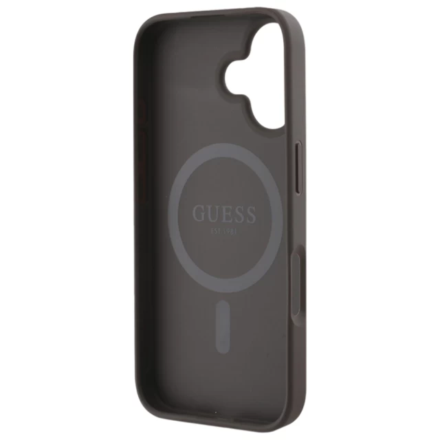 Чохол Guess Peony On 4G Background для iPhone 16 Brown with MagSafe (GUHMP16SP4PWPW)