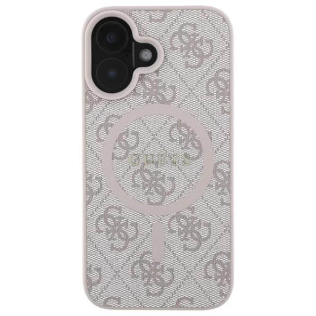 Чехол Guess 4G Collection Leather Metal Logo для iPhone 16 Pink with MagSafe (GUHMP16SG4GFRP)