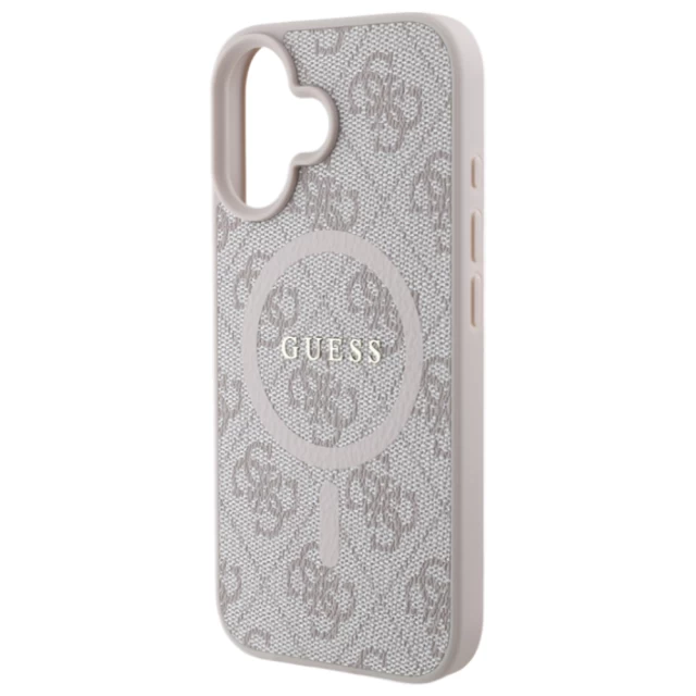 Чохол Guess 4G Collection Leather Metal Logo для iPhone 16 Pink with MagSafe (GUHMP16SG4GFRP)