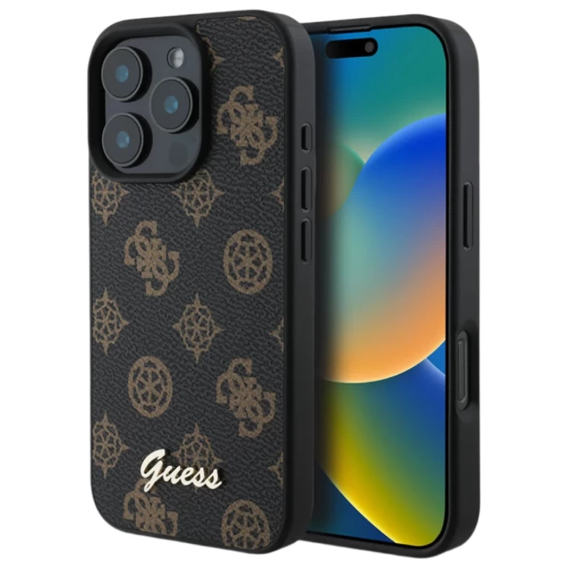 Чехол Guess Peony Script для iPhone 16 Pro Max Black with MagSafe (GUHMP16XPGPYSK)