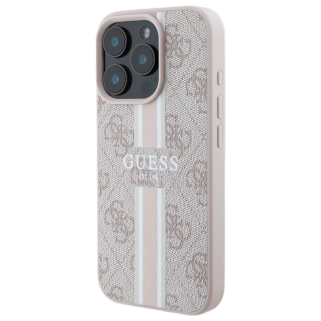 Чехол Guess 4G Printed Stripes для iPhone 16 Pro Max Pink with MagSafe (GUHMP16XP4RPSP)