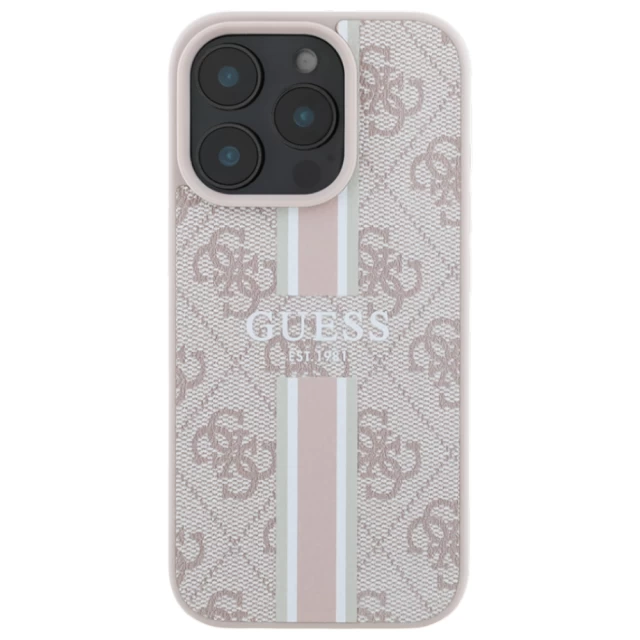 Чехол Guess 4G Printed Stripes для iPhone 16 Pro Max Pink with MagSafe (GUHMP16XP4RPSP)