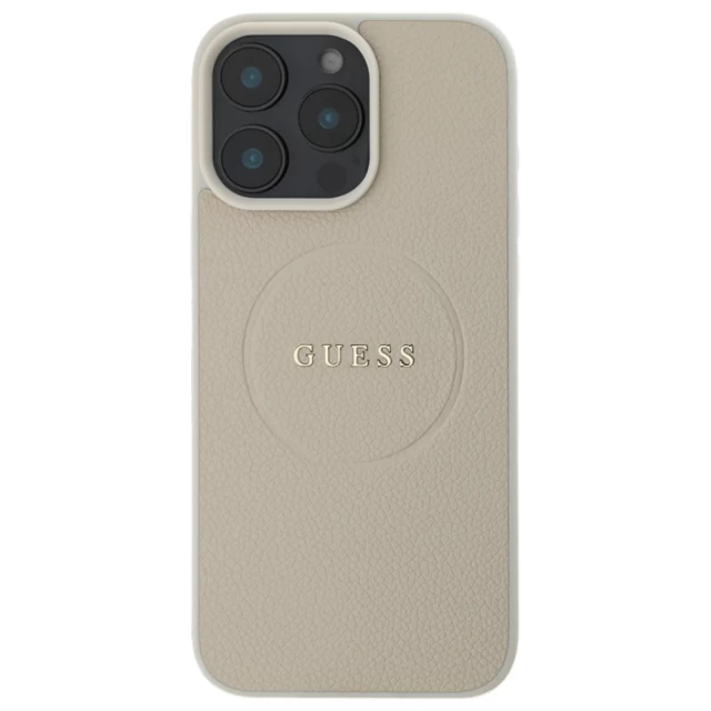 Чехол Guess Grained Gold Ring для iPhone 16 Pro Max Beige with MagSafe (GUHMP16XPGHSMME)