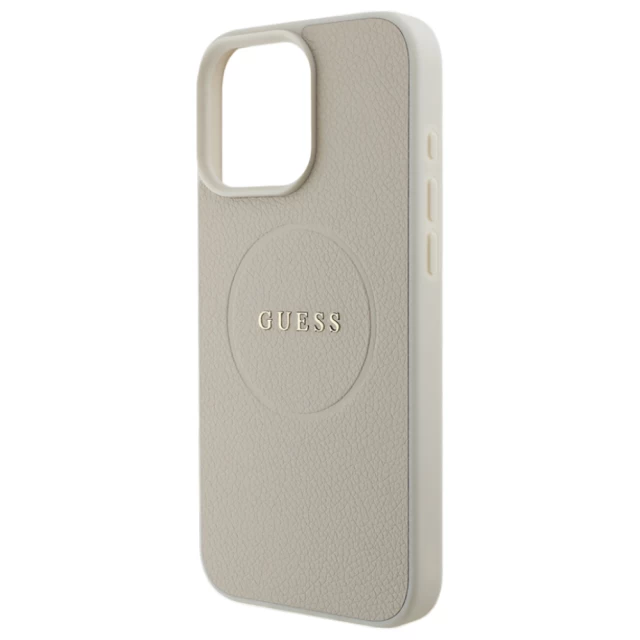 Чехол Guess Grained Gold Ring для iPhone 16 Pro Max Beige with MagSafe (GUHMP16XPGHSMME)