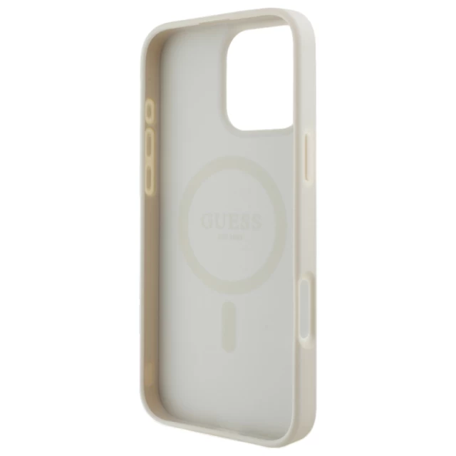 Чехол Guess Grained Gold Ring для iPhone 16 Pro Max Beige with MagSafe (GUHMP16XPGHSMME)