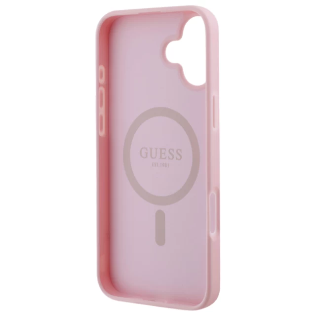 Чехол Guess Grained Gold Ring для iPhone 16 Plus Pink with MagSafe (GUHMP16MPGHSMMP)