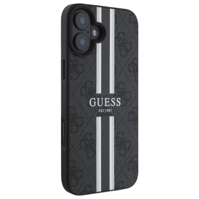 Чохол Guess 4G Printed Stripes для iPhone 16 Plus Black with MagSafe (GUHMP16MP4RPSK)