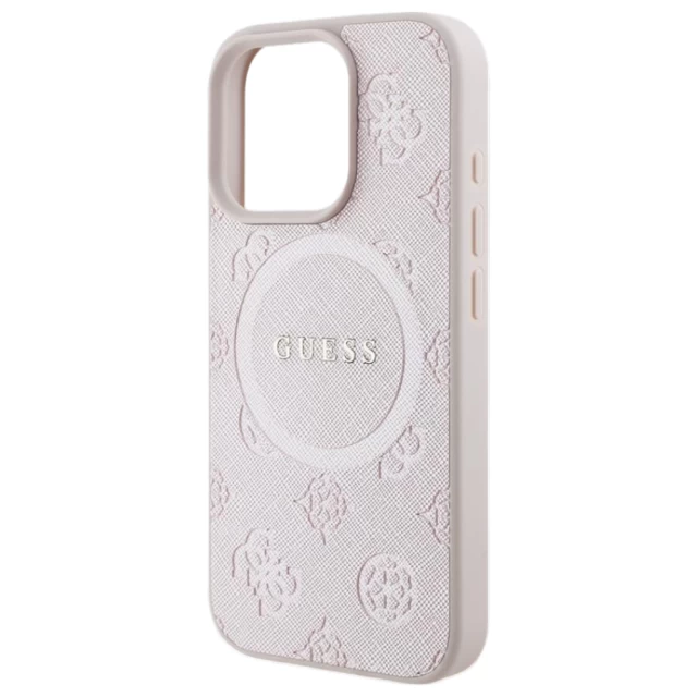 Чохол Guess Saffiano Peony Classic Logo для iPhone 16 Pro Pink with MagSafe (GUHMP16LPSAPSMEP)