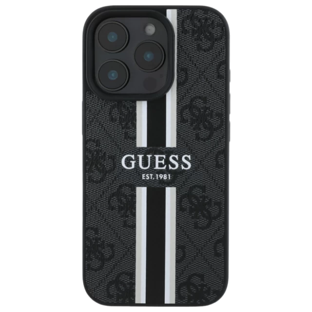 Чохол Guess 4G Printed Stripes для iPhone 16 Pro Max Black with MagSafe (GUHMP16XP4RPSK)