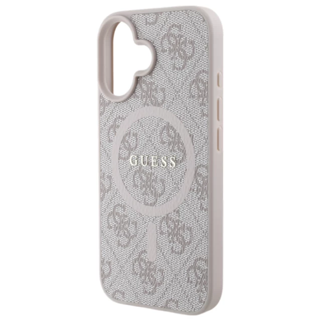 Чехол Guess 4G Collection Leather Metal Logo для iPhone 16 Plus Pink with MagSafe (GUHMP16MG4GFRP)