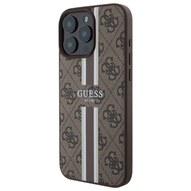 Чохол Guess 4G Printed Stripes для iPhone 16 Pro Max Brown with MagSafe (GUHMP16XP4RPSW)