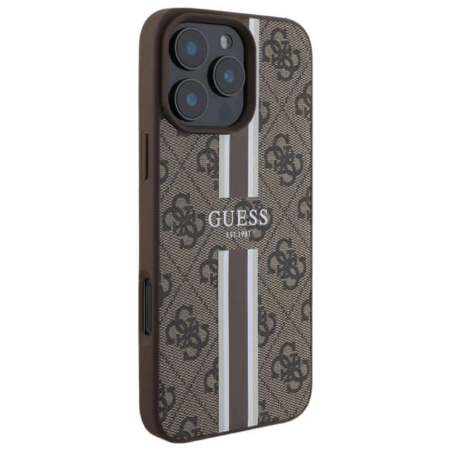 Чохол Guess 4G Printed Stripes для iPhone 16 Pro Max Brown with MagSafe (GUHMP16XP4RPSW)